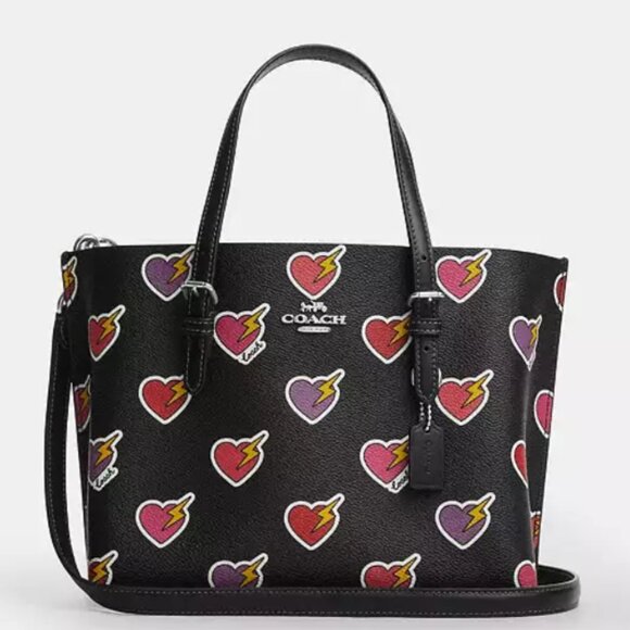 Mollie Tote Bag 25 With Heart Bolt Print - Picture 1 of 1